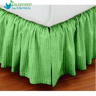 Sleep-Nest Hotel Quality 600 TC Natural Cotton Queen Size 1-Pcs Split Corner Dust Ruffle Bed Skirt 16 Inch Drop Length Easy Fit, Wrinkle & Fade Resistant, Sage Striped