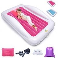 [아마존베스트]Sleepah Inflatable Toddler Travel Bed  Inflatable & Portable Bed Air Mattress Set Blow up Mattress for Kids with High Safety Bed Rails. Set Includes Pump, Case, Pillow & Plush To