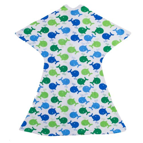  SleepingBaby Blue and Green Whales Zipadee-Zip Swaddle Transition Small 4-8 Months (12-19 lbs, 25-29 inches)