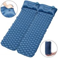 Sleepingo OPOLEMIN Sleeping Pad for Camping 2 Packs, Hand Press Inflatable Sleeping Pad, Compact Portable Camping Sleeping Mat with Pillow, Air Sleeping Pad with Connect Buckles for Outdoor