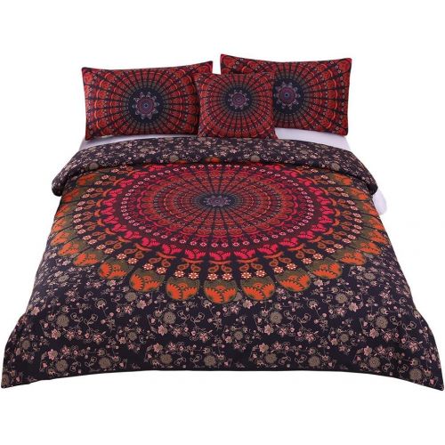  [아마존핫딜][아마존 핫딜] Sleepwish 4 Pcs Mandala Hippie Concealed Bedspread Bohemian Bedding Duvet Cover Set Cal-King Size