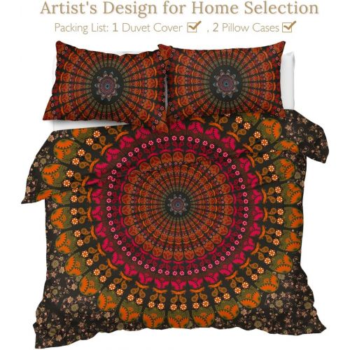  [아마존핫딜][아마존 핫딜] Sleepwish 4 Pcs Mandala Hippie Concealed Bedspread Bohemian Bedding Duvet Cover Set Cal-King Size