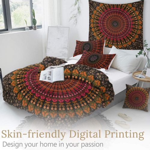  [아마존핫딜][아마존 핫딜] Sleepwish 4 Pcs Mandala Hippie Concealed Bedspread Bohemian Bedding Duvet Cover Set Cal-King Size