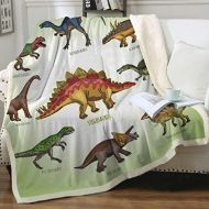 [아마존베스트]Sleepwish Dinosaur Fleece Blanket Cute Ancient Animal Sherpa Blankets Super Soft Fleece Throw Blanket for Bed Couch Sofa (60 x 80)