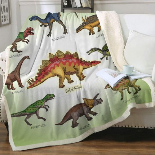  [아마존베스트]Sleepwish Dinosaur Fleece Blanket Cute Ancient Animal Sherpa Blankets Super Soft Fleece Throw Blanket for Bed Couch Sofa (60 x 80)