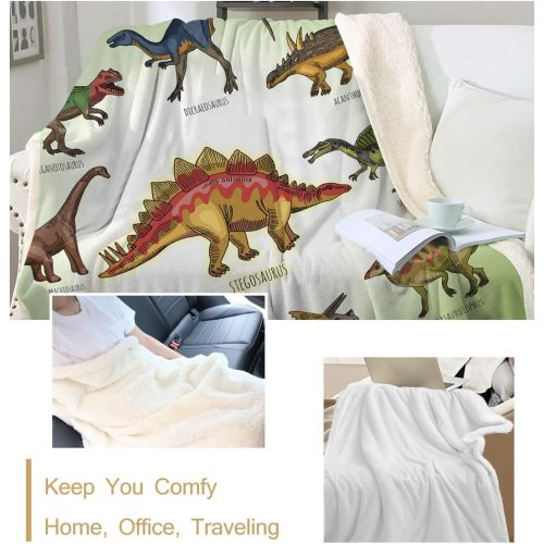  [아마존베스트]Sleepwish Dinosaur Fleece Blanket Cute Ancient Animal Sherpa Blankets Super Soft Fleece Throw Blanket for Bed Couch Sofa (60 x 80)