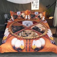 Sleepwish Bear Bedding Kids Boys Dreamcatcher Duvet Set Native Animal Print 3 Piece Western Quilt Cover Bedspread (Twin)