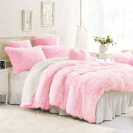 Sleepwish Pink Shaggy Duvet Cover Ultra Soft Plush Faux Fur Bedding Set 3 Pieces Luxury Teenage Girls Bed Cover, Queen