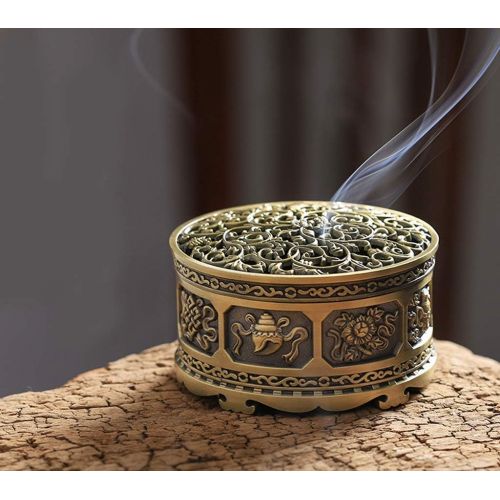  인센스스틱 sleeri Tibetan Incense Burner, Buddha Incense Burner, Small Size for Cone, Tower, Powder Incense, 2H/4H Coil Incense, Short Stick Incense, Yoga, Meditation, Home Decoration, Orname