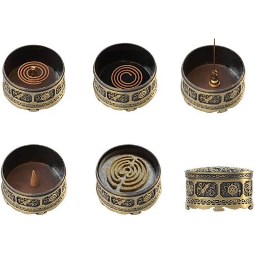  인센스스틱 sleeri Tibetan Incense Burner, Buddha Incense Burner, Small Size for Cone, Tower, Powder Incense, 2H/4H Coil Incense, Short Stick Incense, Yoga, Meditation, Home Decoration, Orname