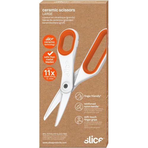  Slice 10545-CS Large Ceramic Sissors, 60mm Blade, Safer Choice Rounded Tip, Never Rusts, BPA & Lead Free, Food Grade, Lasts 11x Longer than Steel, 6 Pack