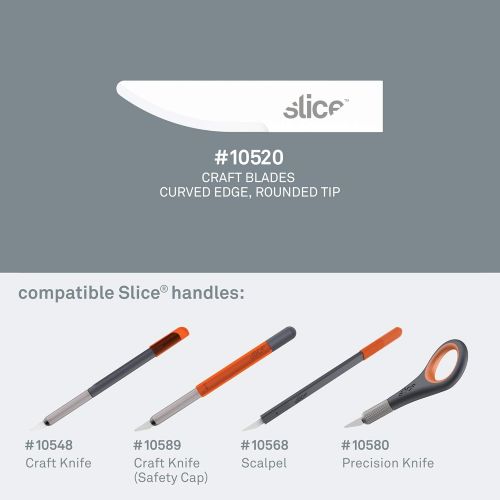  Slice 10519-CS Straight Edge, Pointed Tip Craft Blade, Finger Friendly Ceramic Blade, Lasts 11x Longer than Steel, 24 Blades