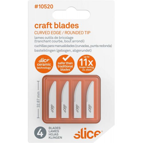  Slice 10519-CS Straight Edge, Pointed Tip Craft Blade, Finger Friendly Ceramic Blade, Lasts 11x Longer than Steel, 24 Blades