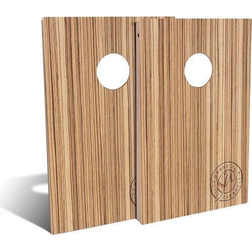  Slick Woodys Cornhole Co. Slick Woody’S Zebra Wood Cornhole Set with 8 Cornhole Bags, Baltic Birch Plywood Tops for The Smoothest Flattest Playing Surface, and UV Protected Printed Design (Tailgate 3’x2’)