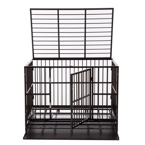  Sliverylake 3XL 48 Dog Cage, Dog Crates for Large Dogs Dog Kennel - Heavy Duty Double Door Pet Cage w/Metal Tray Wheels Exercise Playpen (48, Golden)