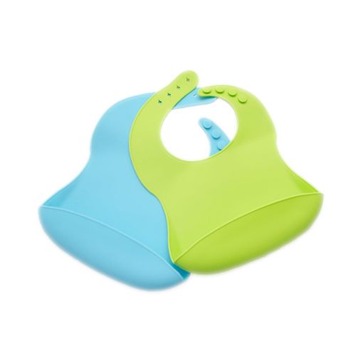  [아마존베스트]Sloan Creations 2 Pack Silicone Baby Bib, BPA Free, Green and Blue, Easy Clean up