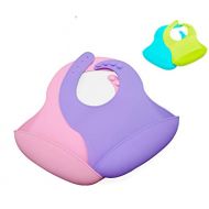 [아마존베스트]Sloan Creations 2 Pack Silicone Baby Bib, BPA Free, Easy Clean up (Pink and Purple)