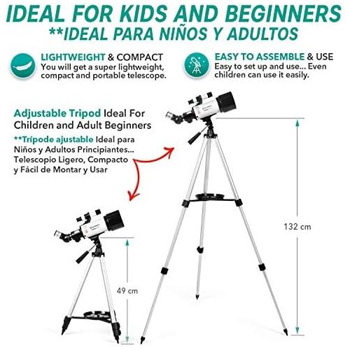  [아마존베스트]Slokey Discover The World Telescope astronomy,portable and powerful 16x - 120x, easy to assemble and use, ideal for children and beginner adults. Telescope for moon, planets and stargazing