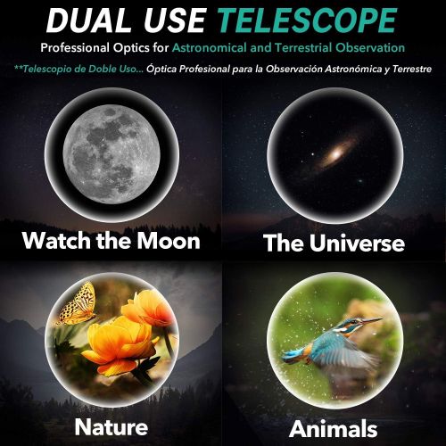  [아마존베스트]Slokey Discover The World Telescope astronomy,portable and powerful 16x - 120x, easy to assemble and use, ideal for children and beginner adults. Telescope for moon, planets and stargazing