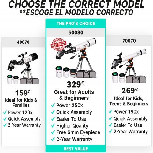  [아마존베스트]Slokey Discover The World Telescope astronomy,portable and powerful 16x - 120x, easy to assemble and use, ideal for children and beginner adults. Telescope for moon, planets and stargazing