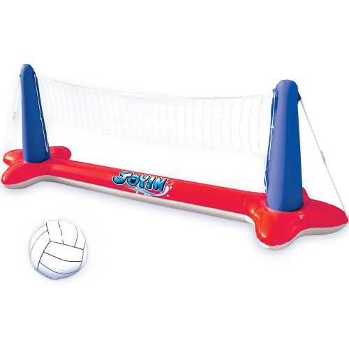  Sloosh Inflatable Pool Float Set Volleyball Net & Basketball Hoops, Balls Included for Kids and Adults Swimming Game Toy, Summer Floaties, Volleyball Court (105”x28”x35”)Basketball (27”x2