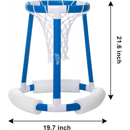  Sloosh Floating Pool Basketball Hoop Game for Swimming Pool Includes Hoop, 2 Balls and Pump,Inflatable Basketball Hoop Water Basketball Game Pool Toys for Kids and Adults (Blue)