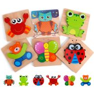 [아마존핫딜][아마존 핫딜] Slotic Wooden Puzzles for Toddlers - Animal Jigsaw Puzzles for 1 2 3 Years Old Boys & Girls, Kids Educational Toys (6 Pack)