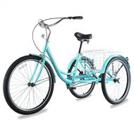 SLSY Adult Tricycles Single Speed, Adult Trikes 20/24/26 inch 3 Wheel Bikes, Three-Wheeled Bicycles Cruise Trike with Shopping Basket for Seniors, Women, Men.