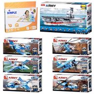 SlubanKids Creative Building Blocks Set | Imaginative Indoor Games Toys for Kids | Mega Army Aircraft Carrier, Mega Fighter Set and More (Mega Army Aircraft Carrier)