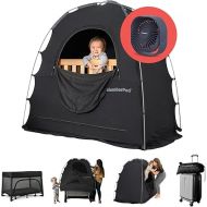 SlumberPod with Fan The Original Blackout Sleep Tent Travel Essential for Baby and Toddlers, Mini Crib and Pack n Play Cover, Sleep Pod with Monitor Pouch and Fan Pouch, Blocks 95%+ Light, Black