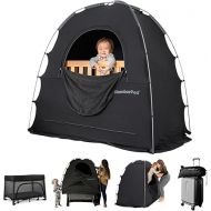 SlumberPod The Original Blackout Sleep Tent Travel Essential for Babies and Toddlers, Mini Crib and Pack N Play Cover, Sleep Pod for Kids with Monitor Pouch and Fan Pouch, Blocks 95%+ Light, Black