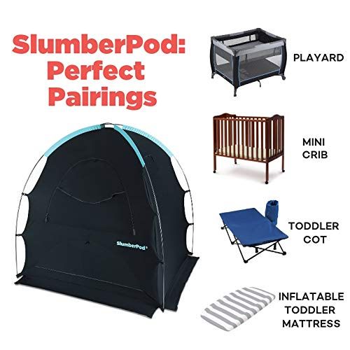  SlumberPod Privacy Pod for Traveling with Babies and Toddlers: Easy to Set Up Blackout Dark and Private Sleeping Space - Canopy Compatible with Graco Pack ‘n Play, Lotus Travel Cri