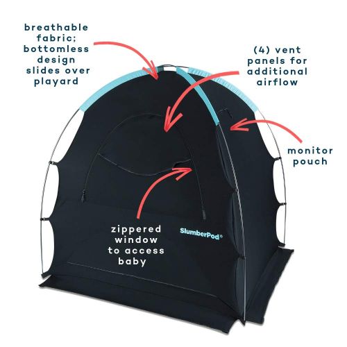  SlumberPod Privacy Pod for Traveling with Babies and Toddlers: Easy to Set Up Blackout Dark and Private Sleeping Space - Canopy Compatible with Graco Pack ‘n Play, Lotus Travel Cri