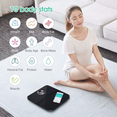  Small beautiful home Premium Floor Scales Bluetooth Smart Weight Scale with Large LED Display Body Fat Monitor...