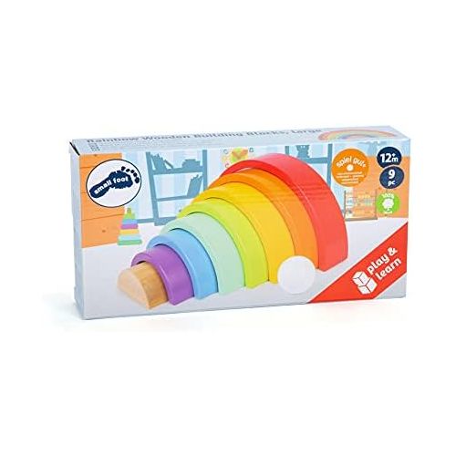  small foot wooden toys Baby Big Rainbow Eight Colors & wooden Ball Designed for Children 12+ Months, Rainbow of Colors (6969)