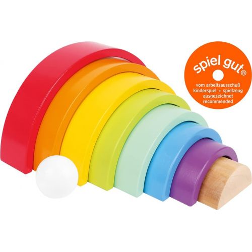  small foot wooden toys Baby Big Rainbow Eight Colors & wooden Ball Designed for Children 12+ Months, Rainbow of Colors (6969)