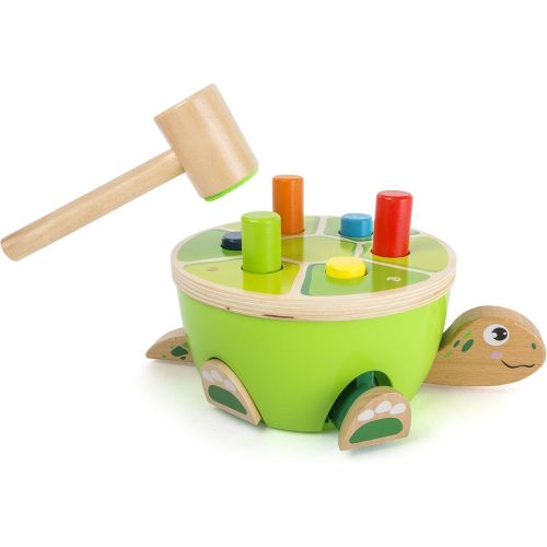  Small Foot Wooden Toys Small Foot Wooden Turtle Hammering Game - Toy Designed for Kids, Ages 18 Month & Up