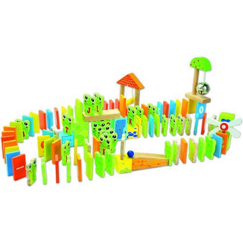  Small Foot Wooden Toys Wooden Domino Frog 100Piece Set - Premium Toy Designed for Kids, Ages 3 & Up. A Small Foot Design