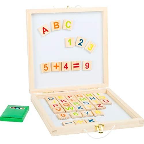  Small Foot Wooden Toys 2 in 1 Magnet Board and Chalkboard Playcase Set with Magnetic Letters and Numbers Educational playset Designed for Children Ages 3+