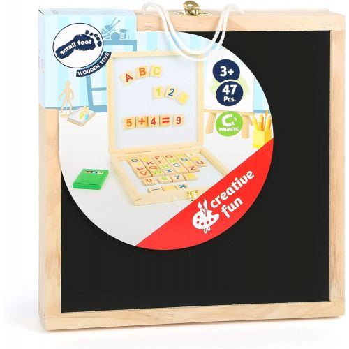  Small Foot Wooden Toys 2 in 1 Magnet Board and Chalkboard Playcase Set with Magnetic Letters and Numbers Educational playset Designed for Children Ages 3+