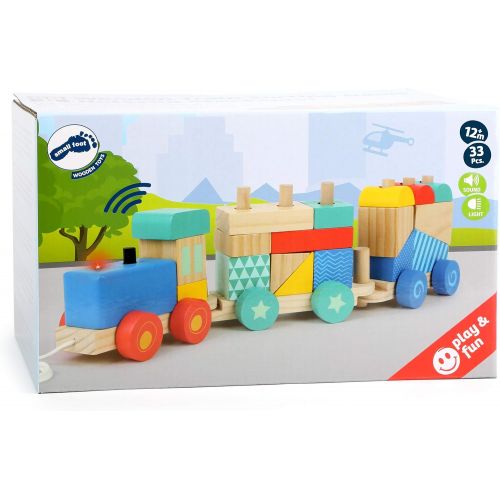  Small Foot Wooden Toys Wooden Train Pull Along and 33 piece Sorting Game designed for children 12+ months