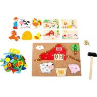 Small Foot Wooden Toys Farm Theme Hammer Arts & Crafts Playset Designed for Children Ages 6+