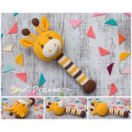 /SmallDreamers Giraffe rattle Crochet rattle Baby rattle toy Cotton crochet toy Baby gift Organic teether Baby Shower gift Baby teething toy Newborn gift