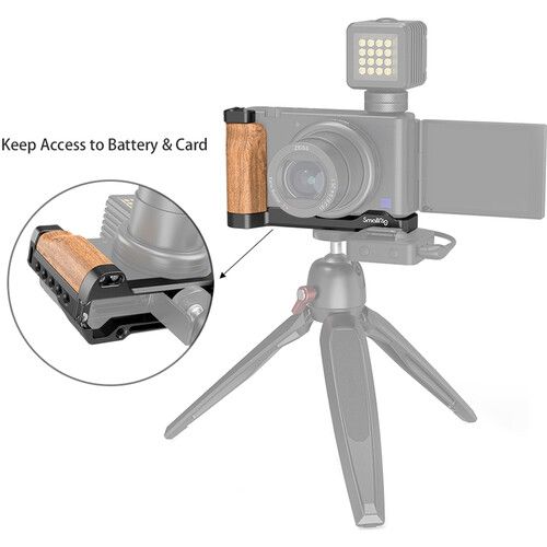  SmallRig L-Shape Wooden Grip with Cold Shoe for Sony ZV1 Digital Camera