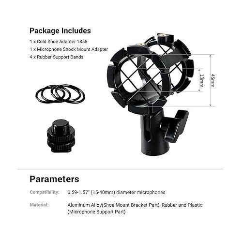  SmallRig Microphone Shock Mount with Cold Shoe Pinch for Camera Shoes and Boompoles 1859