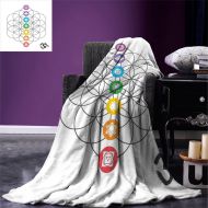 Smallbeefly Fenlin Sacred Geometry Throw Blanket Chakra Points in Vintage Concentric Rings of Partial Circle Zen Theme Image Warm Microfiber All Season Blanket for Bed or Couch Multicolor