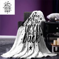 Smallbeefly smallbeefly I Love You Warm Microfiber All Season Blanket Romantic I Love You to the Moon and Back Motivational Valentines Lifestyle Print Artwork Image，Multicolor, Black White