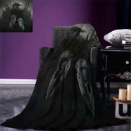 Smallbeefly smallbeefly Gothic Decor Throw Blanket Crow Spirit Wings Haunting Magic Mysticism Dark Shadowy Occult Art Print Warm Microfiber All Season Blanket for Bed or Couch