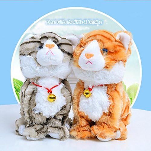  [아마존베스트]Smalody Plush Cat Walking Pet Sound Control Electronic Cat Interactive Toys Electronic Pets Robot Cat Stand Walk Electronic Toys Best Gift for Girls Baby Children (White)