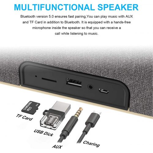  Portable Bluetooth Speakers, Smalody Wooden 20W Power Wireless Speakers, Loud Stereo and Deep Bass, Dual Pairing Speaker with TF Slot AUX for Computer/Phone/Tablet/Projector (Deep